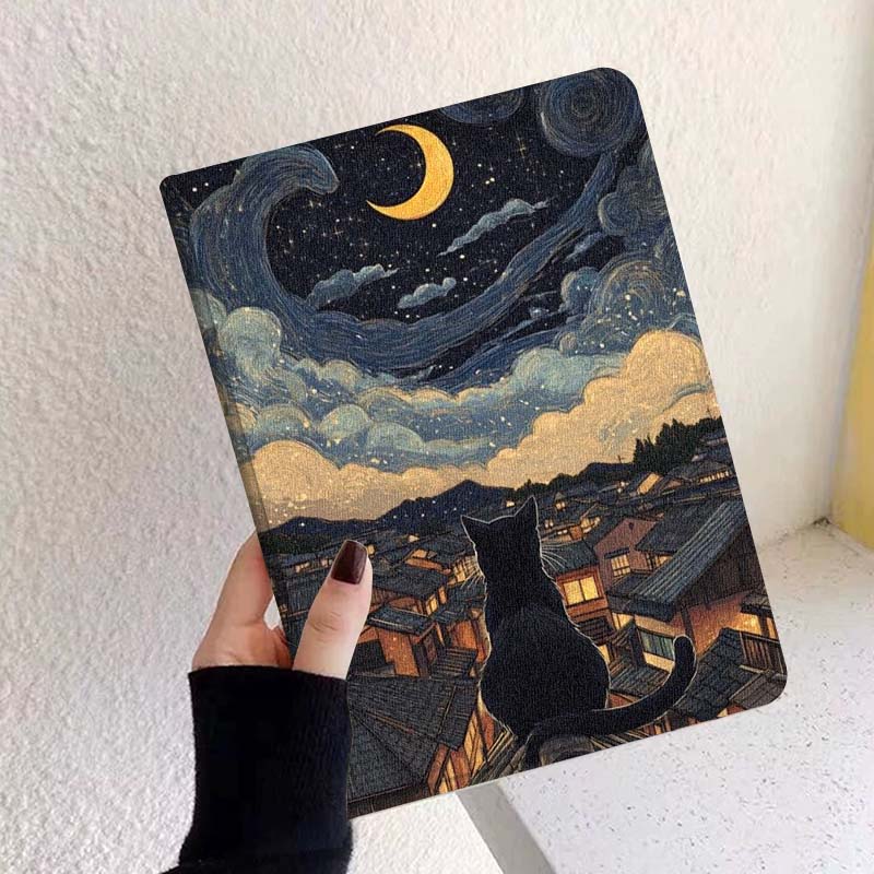 Lenovo Tablet P12 Accessories - เคสแท็บเล็ตลายภาพวาดสีน้ำมันแมวแพนด้า สำหรับ Xiaoxin Lenovo Pad Tab