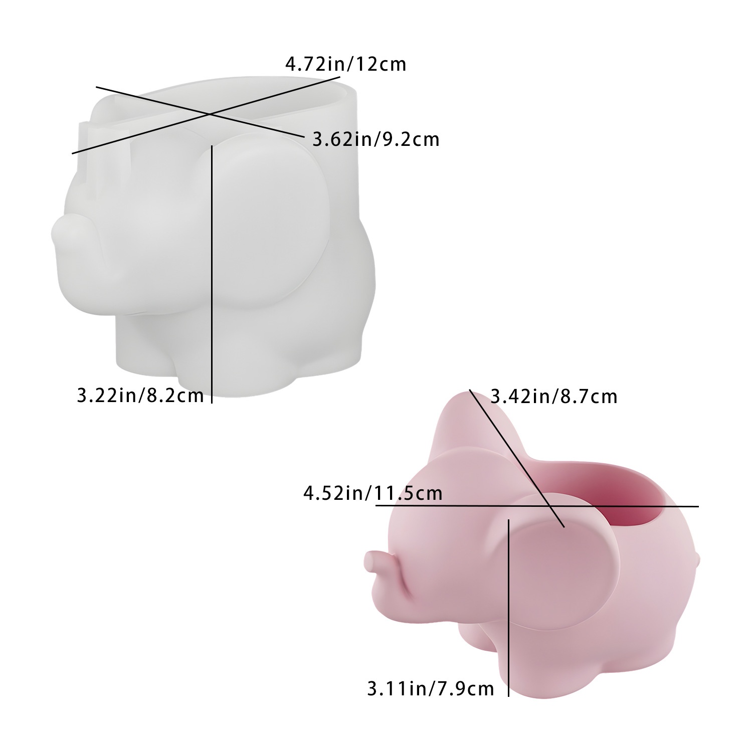 Case With Pencil Holder - แม่พิมพ์เรซิ่นรูปช้าง DIY สำหรับทำที่ใส่แก้วน้ำ ที่ใส่ปากกา แจกัน ของตกแต่ง